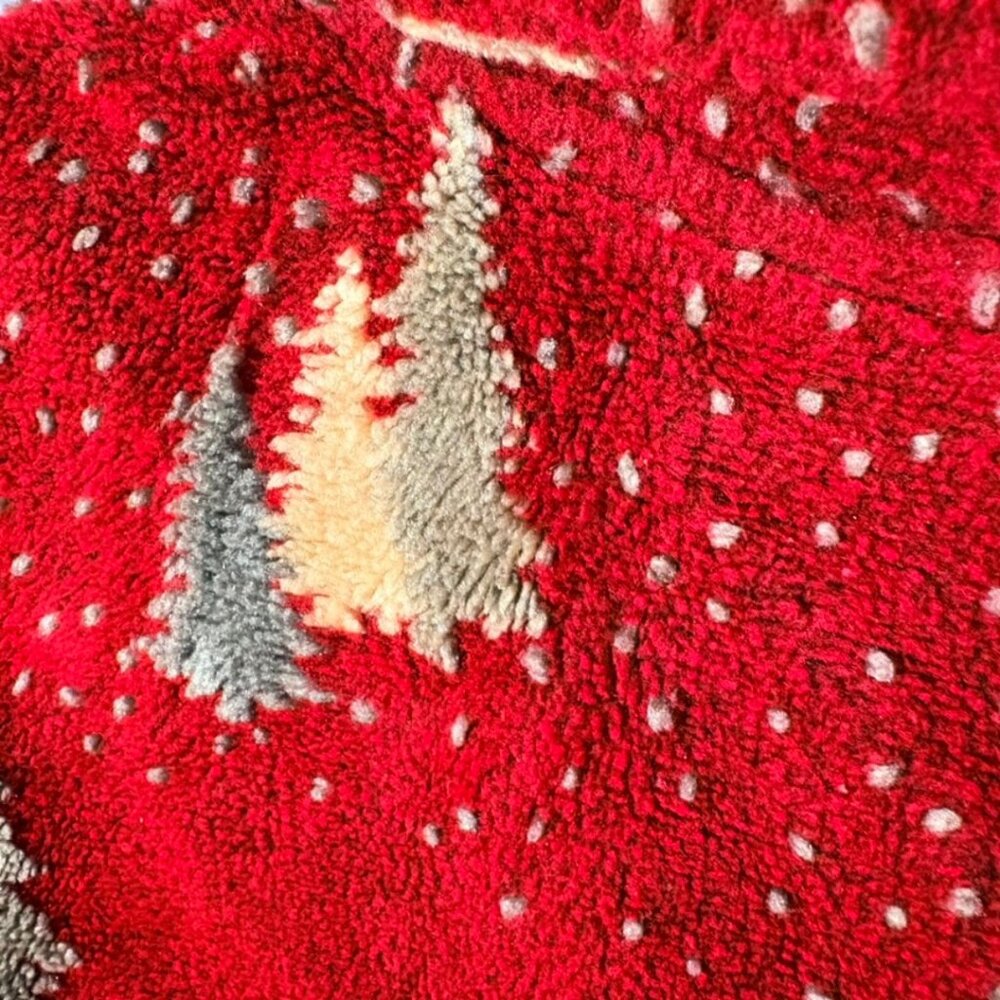 Vintage County Clothing Co Moose Fleece Jacket Red Winter Scene Women M - Picture 4 of 6